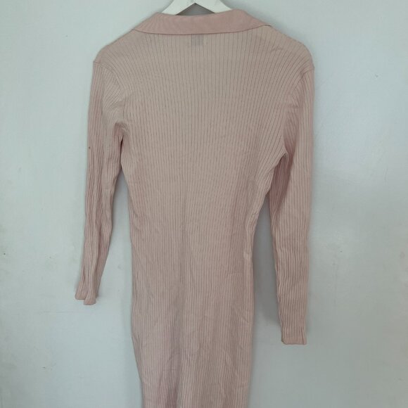 Sunday Best Long-Sleeved Pink Mini Dress with Collar - Picture 2 of 2